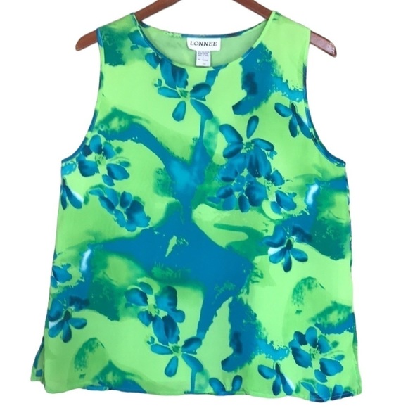 Vintage Tops - Lonnee Vintage Floral Print Sleeveless‎ Top
